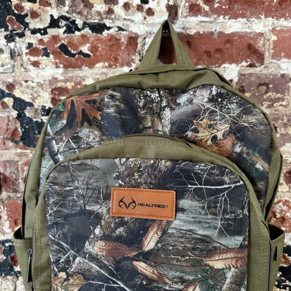 Realtree Laptop Backpack Camo Green Brown Padded Tech Bag NWT
